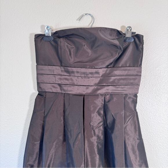 Ann Taylor Brown Strapless Gown Mini Dress Womens 4 Formal Bridesmaid Cocktail - Picture 2 of 6